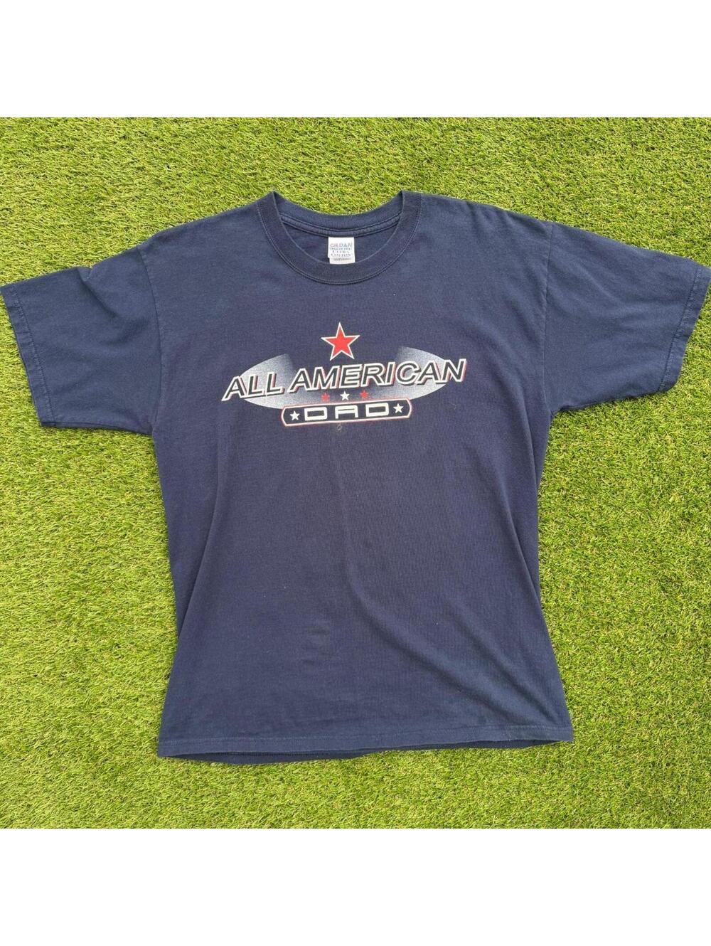 "All American Dad" graphic tee in navy - Classic Vintage look - Mens L